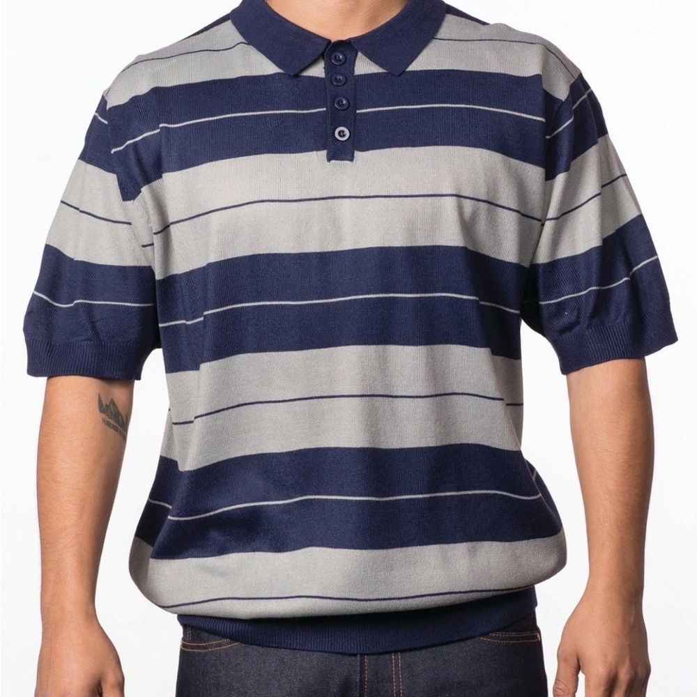 Lowrider Charlie Brown Men's Polo Shirt Navy/Grey Chicano Rap Cholo 2XL